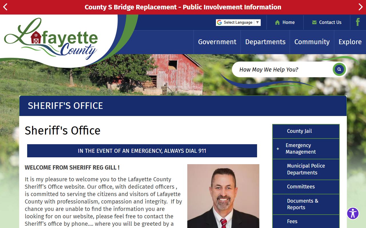 Lafayette County 72 Hour Booking image showing the Lafayette County sheriff's office